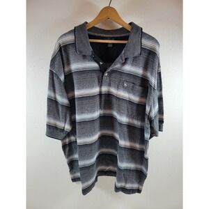 Knights Sportswear Polo Shirt Mens 3X Grey Striped Excellent Short Sleeve Pocket